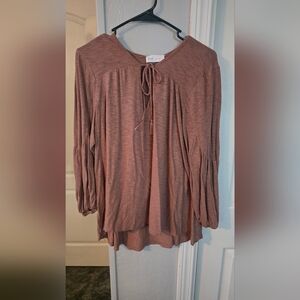 Elegant Brown Long Sleeve Blouse